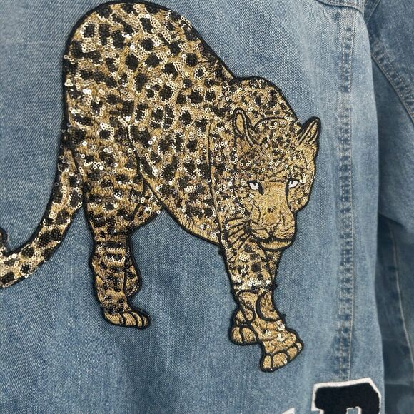 Judith March JAGUARS Denim Jacket Women's Small / Medium Custom Varsity Sequins - Picture 10 of 13